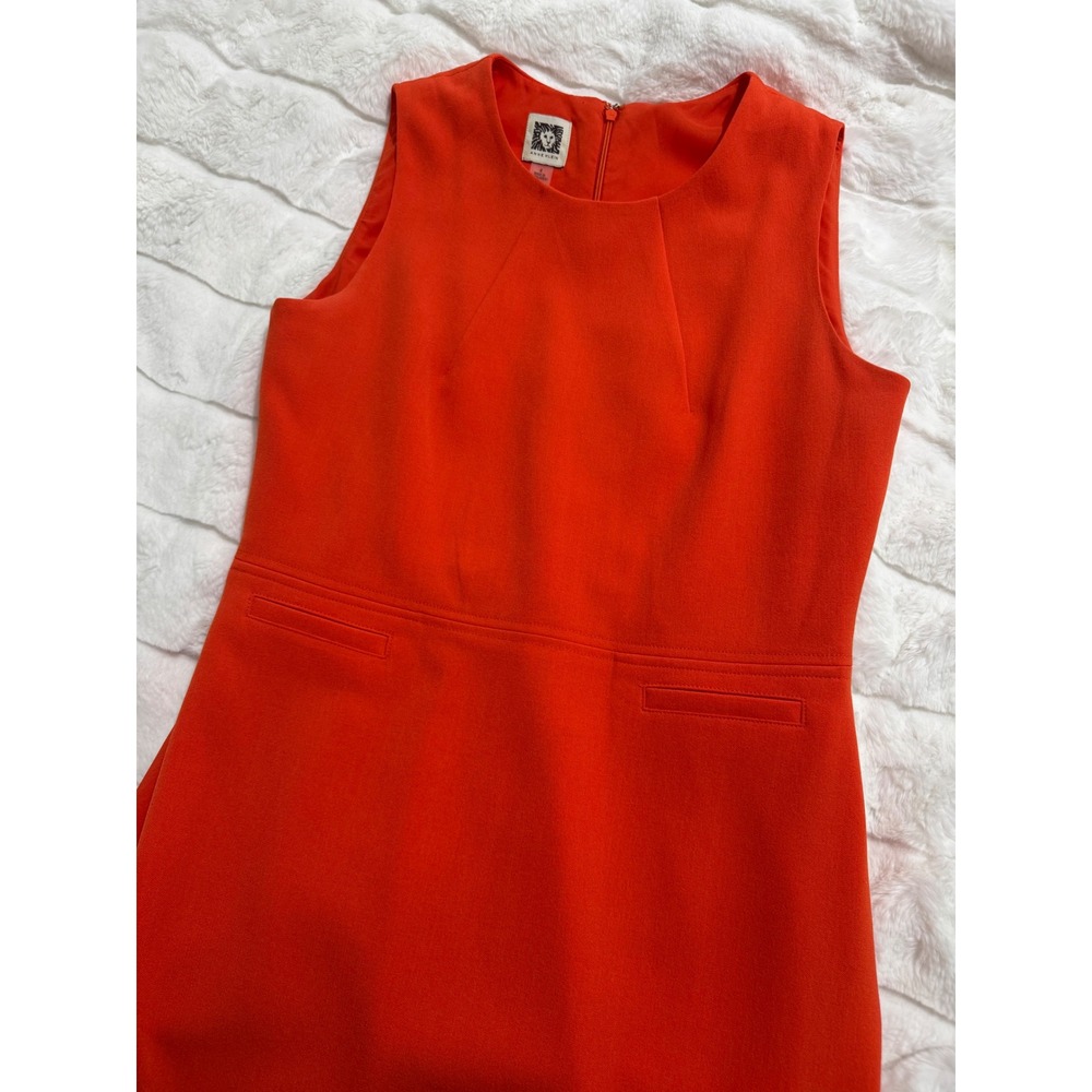 Anne Klein Bright Orange Fit & Flare Sleeveless Dress Sz 4 Career Chic Polished - Picture 6 of 10